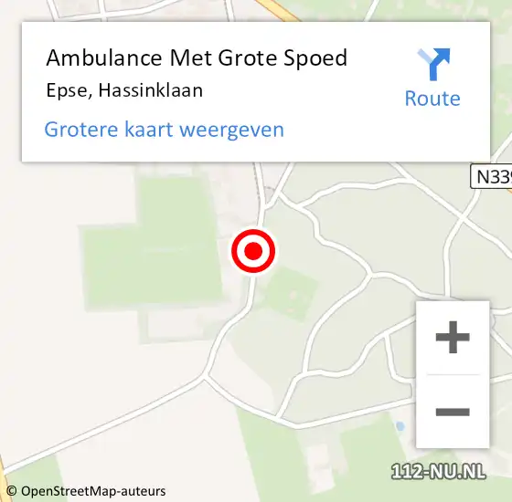 Locatie op kaart van de 112 melding: Ambulance Met Grote Spoed Naar Epse, Hassinklaan op 9 juni 2018 09:55