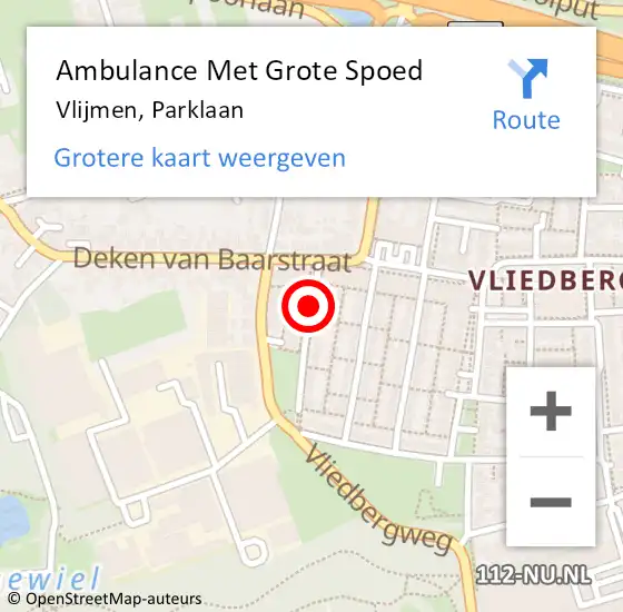 Locatie op kaart van de 112 melding: Ambulance Met Grote Spoed Naar Vlijmen, Parklaan op 9 juni 2018 10:23