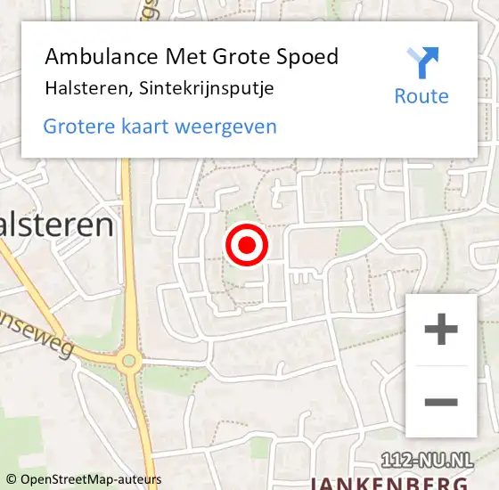 Locatie op kaart van de 112 melding: Ambulance Met Grote Spoed Naar Halsteren, Sintekrijnsputje op 9 juni 2018 10:36
