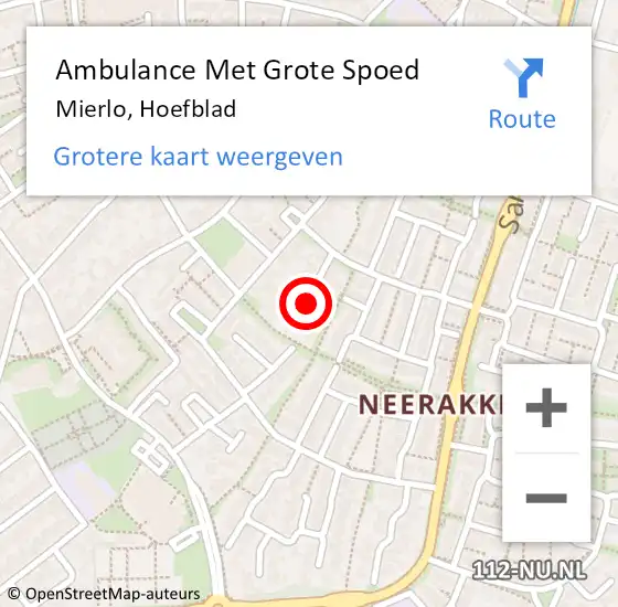 Locatie op kaart van de 112 melding: Ambulance Met Grote Spoed Naar Mierlo, Hoefblad op 9 juni 2018 10:37