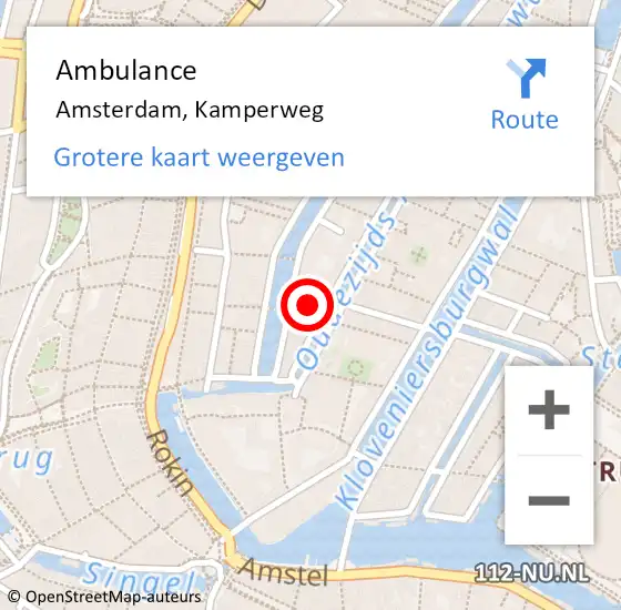 Locatie op kaart van de 112 melding: Ambulance Amsterdam, Kamperweg op 9 juni 2018 11:07