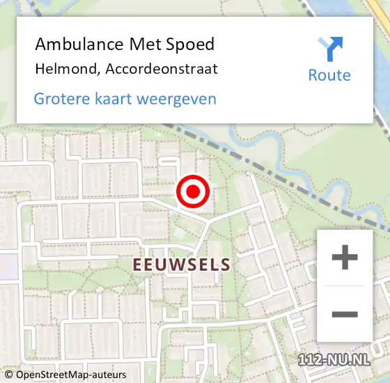 Locatie op kaart van de 112 melding: Ambulance Met Spoed Naar Helmond, Accordeonstraat op 9 juni 2018 11:13