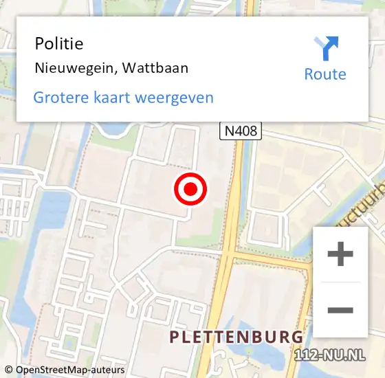 Locatie op kaart van de 112 melding: Politie Nieuwegein, Wattbaan op 9 juni 2018 11:14