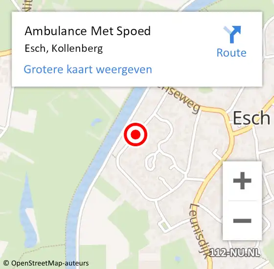 Locatie op kaart van de 112 melding: Ambulance Met Spoed Naar Esch, Kollenberg op 9 juni 2018 11:41