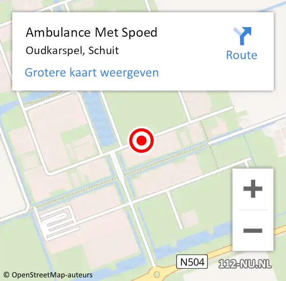 Locatie op kaart van de 112 melding: Ambulance Met Spoed Naar Oudkarspel, Schuit op 9 juni 2018 12:17