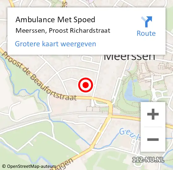 Locatie op kaart van de 112 melding: Ambulance Met Spoed Naar Meerssen, Proost Richardstraat op 27 februari 2014 09:40