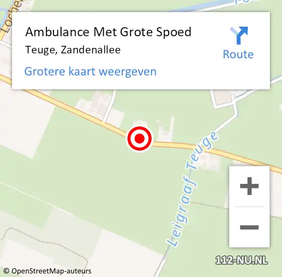 Locatie op kaart van de 112 melding: Ambulance Met Grote Spoed Naar Teuge, Zandenallee op 9 juni 2018 12:45