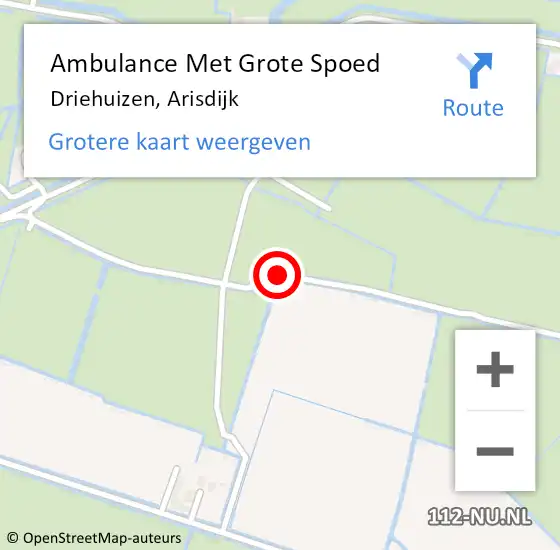 Locatie op kaart van de 112 melding: Ambulance Met Grote Spoed Naar Driehuizen, Arisdijk op 9 juni 2018 13:01