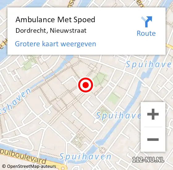 Locatie op kaart van de 112 melding: Ambulance Met Spoed Naar Dordrecht, Nieuwstraat op 9 juni 2018 13:16