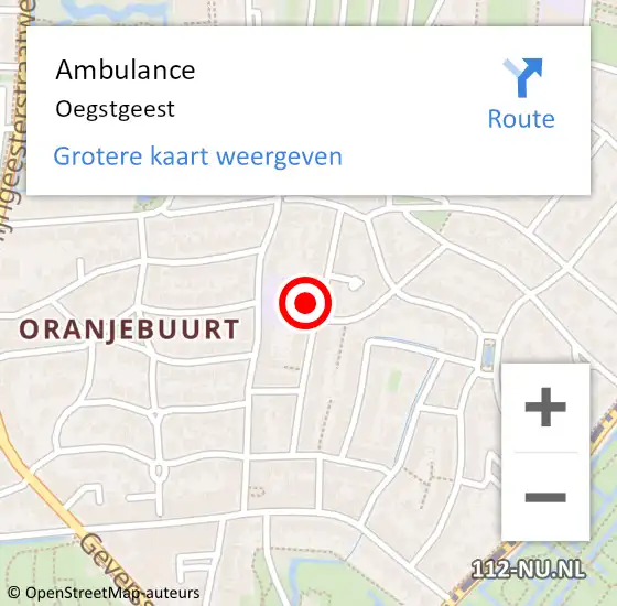 Locatie op kaart van de 112 melding: Ambulance Oegstgeest op 9 juni 2018 13:26