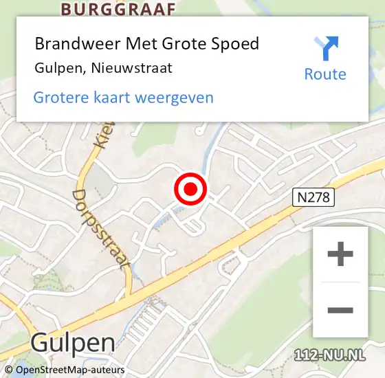Locatie op kaart van de 112 melding: Brandweer Met Grote Spoed Naar Gulpen, Nieuwstraat op 9 juni 2018 13:48