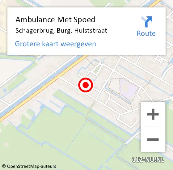 Locatie op kaart van de 112 melding: Ambulance Met Spoed Naar Schagerbrug, Burg. Hulststraat op 9 juni 2018 14:49