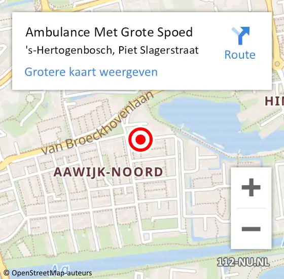 Locatie op kaart van de 112 melding: Ambulance Met Grote Spoed Naar 's-Hertogenbosch, Piet Slagerstraat op 9 juni 2018 15:37