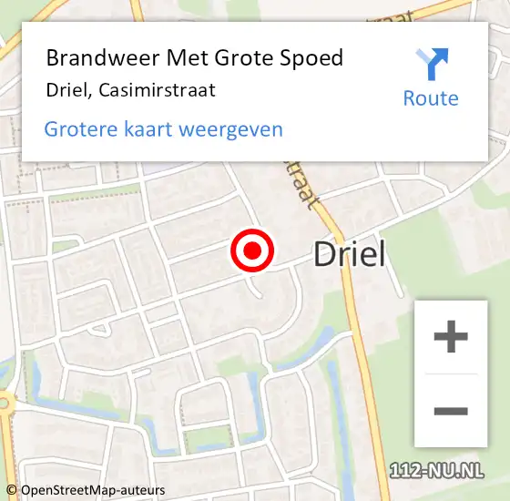 Locatie op kaart van de 112 melding: Brandweer Met Grote Spoed Naar Driel, Casimirstraat op 9 juni 2018 15:39