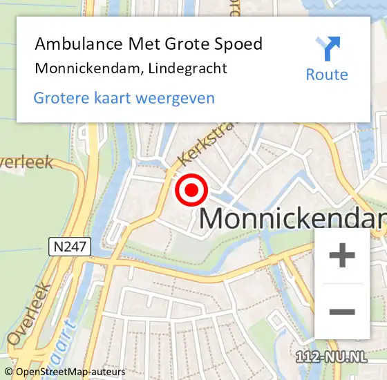 Locatie op kaart van de 112 melding: Ambulance Met Grote Spoed Naar Monnickendam, Lindegracht op 27 februari 2014 09:56