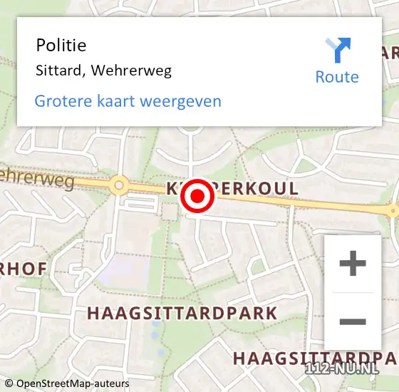 Locatie op kaart van de 112 melding: Politie Sittard, Wehrerweg op 9 juni 2018 15:46