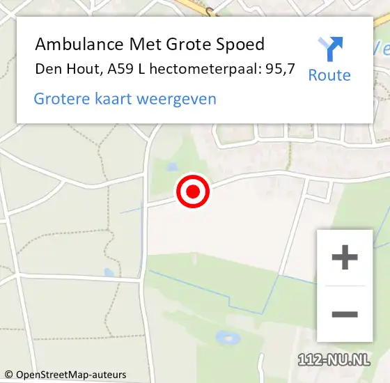 Locatie op kaart van de 112 melding: Ambulance Met Grote Spoed Naar Den Hout, A59 L hectometerpaal: 95,7 op 9 juni 2018 16:18