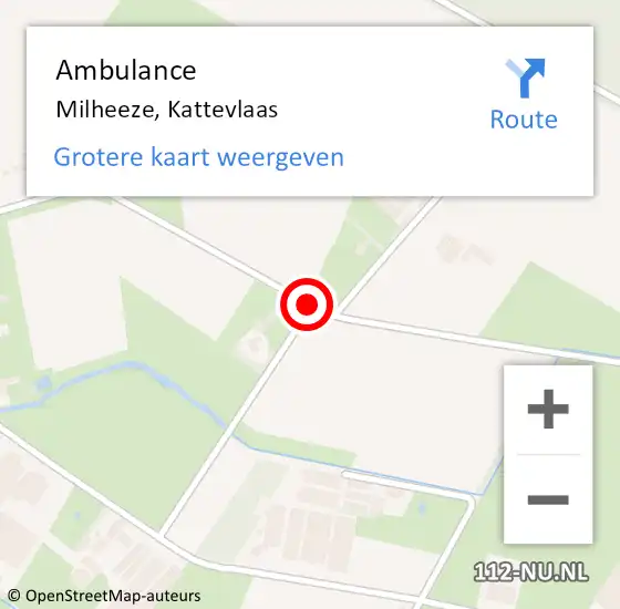 Locatie op kaart van de 112 melding: Ambulance Milheeze, Kattevlaas op 9 juni 2018 16:30