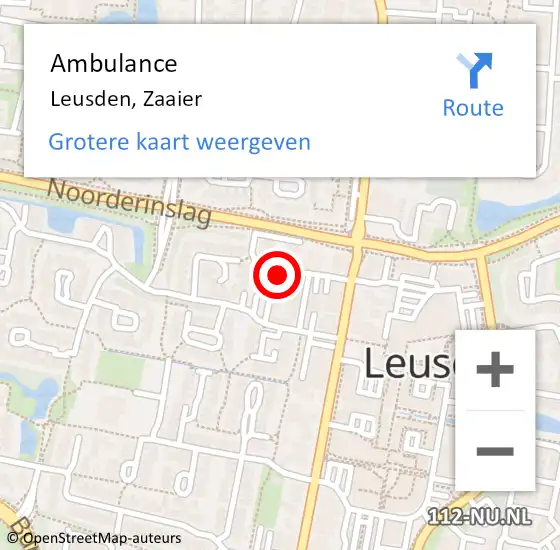 Locatie op kaart van de 112 melding: Ambulance Leusden, Zaaier op 9 juni 2018 17:29