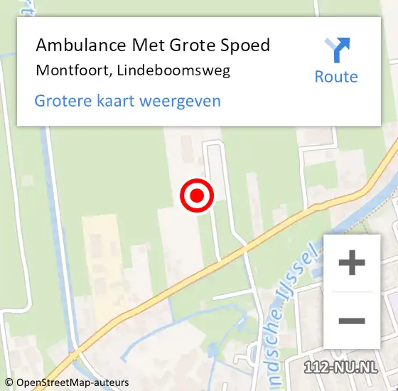 Locatie op kaart van de 112 melding: Ambulance Met Grote Spoed Naar Montfoort, Lindeboomsweg op 9 juni 2018 17:43