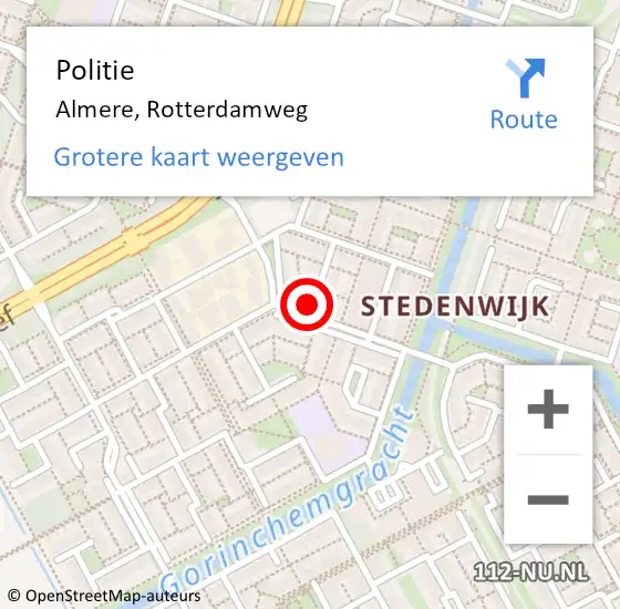 Locatie op kaart van de 112 melding: Politie Almere, Rotterdamweg op 9 juni 2018 18:24