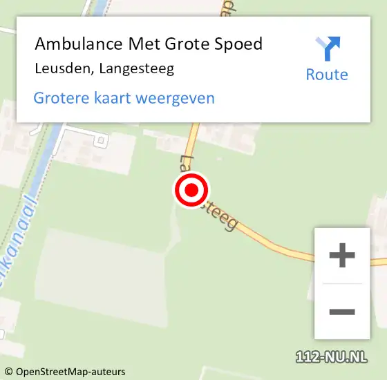 Locatie op kaart van de 112 melding: Ambulance Met Grote Spoed Naar Leusden, Langesteeg op 9 juni 2018 19:03