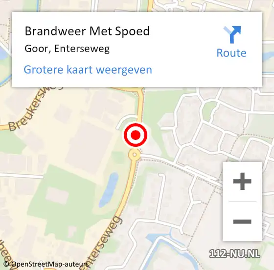 Locatie op kaart van de 112 melding: Brandweer Met Spoed Naar Goor, Enterseweg op 9 juni 2018 19:03