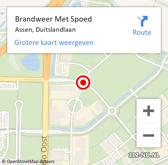 Locatie op kaart van de 112 melding: Brandweer Met Spoed Naar Assen, Duitslandlaan op 9 juni 2018 19:18