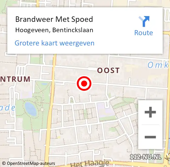 Locatie op kaart van de 112 melding: Brandweer Met Spoed Naar Hoogeveen, Bentinckslaan op 9 juni 2018 19:39