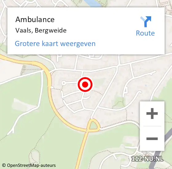 Locatie op kaart van de 112 melding: Ambulance Vaals, Bergweide op 23 september 2013 18:58