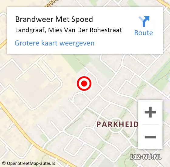 Locatie op kaart van de 112 melding: Brandweer Met Spoed Naar Landgraaf, Mies Van Der Rohestraat op 9 juni 2018 20:40