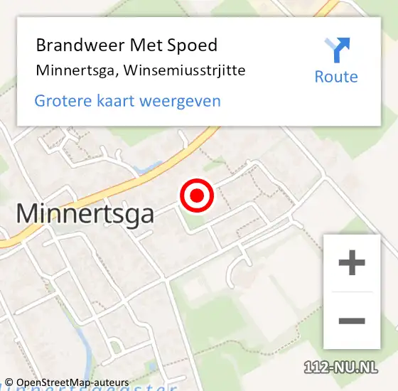 Locatie op kaart van de 112 melding: Brandweer Met Spoed Naar Minnertsga, Winsemiusstrjitte op 9 juni 2018 21:08
