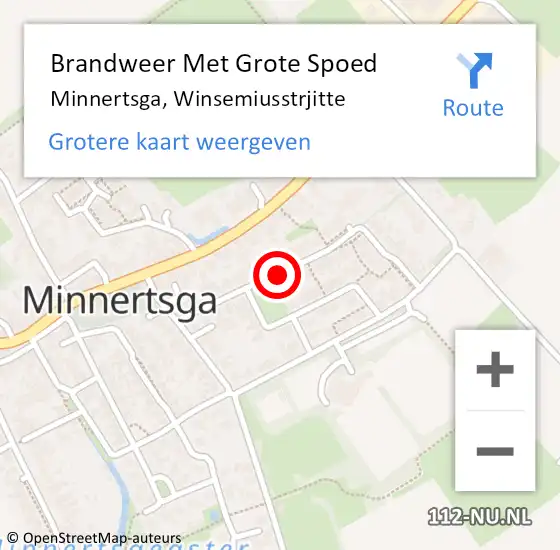 Locatie op kaart van de 112 melding: Brandweer Met Grote Spoed Naar Minnertsga, Winsemiusstrjitte op 9 juni 2018 21:09