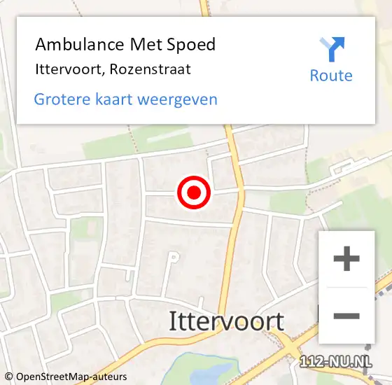 Locatie op kaart van de 112 melding: Ambulance Met Spoed Naar Ittervoort, Rozenstraat op 9 juni 2018 21:22
