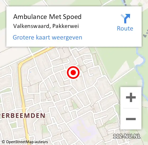 Locatie op kaart van de 112 melding: Ambulance Met Spoed Naar Valkenswaard, Pakkerwei op 9 juni 2018 21:56