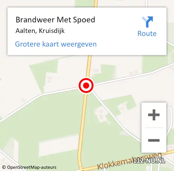 Locatie op kaart van de 112 melding: Brandweer Met Spoed Naar Aalten, Kruisdijk op 9 juni 2018 22:07