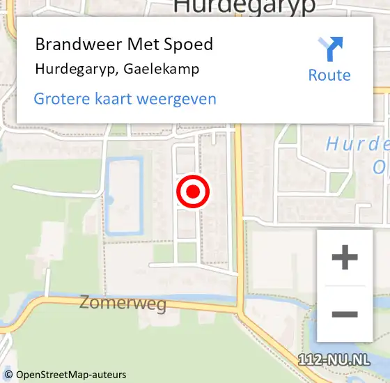 Locatie op kaart van de 112 melding: Brandweer Met Spoed Naar Hurdegaryp, Gaelekamp op 9 juni 2018 22:18