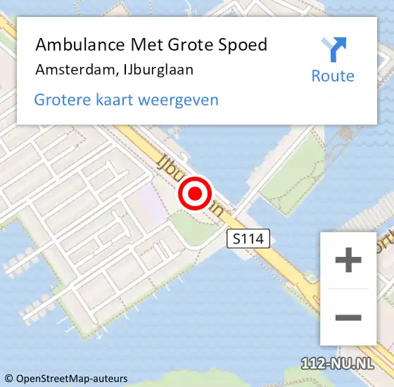 Locatie op kaart van de 112 melding: Ambulance Met Grote Spoed Naar Amsterdam, IJburglaan op 10 juni 2018 00:16