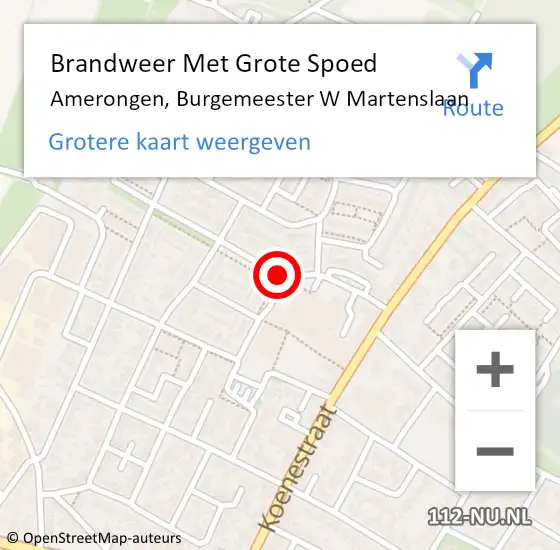 Locatie op kaart van de 112 melding: Brandweer Met Grote Spoed Naar Amerongen, Burgemeester W Martenslaan op 10 juni 2018 00:29