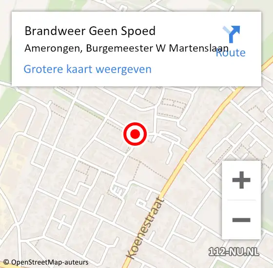 Locatie op kaart van de 112 melding: Brandweer Geen Spoed Naar Amerongen, Burgemeester W Martenslaan op 10 juni 2018 00:31