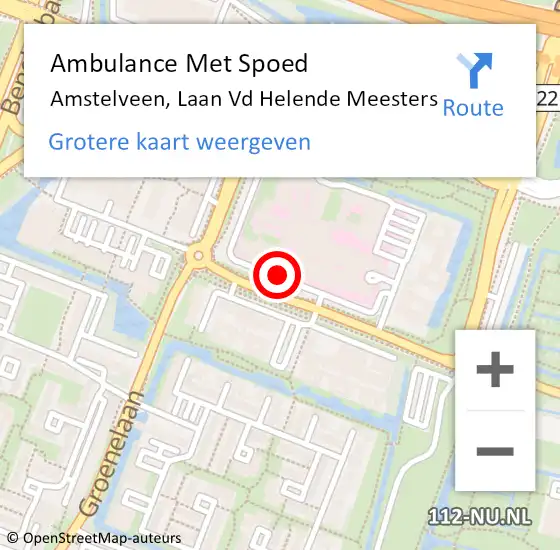 Locatie op kaart van de 112 melding: Ambulance Met Spoed Naar Amstelveen, Laan Vd Helende Meesters op 10 juni 2018 01:13
