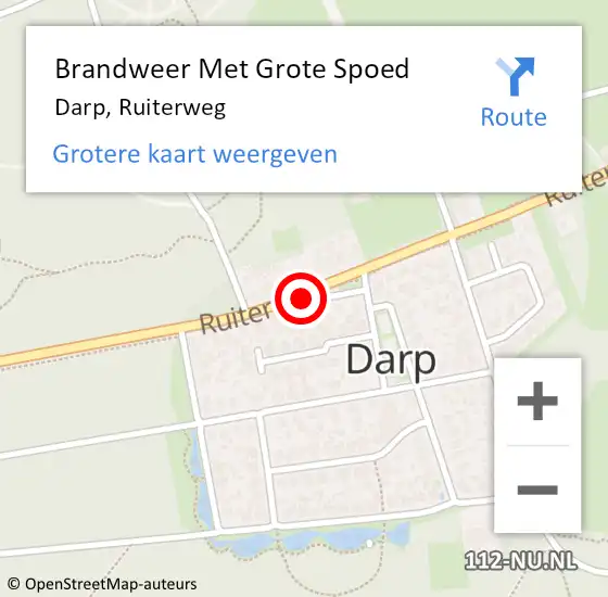 Locatie op kaart van de 112 melding: Brandweer Met Grote Spoed Naar Darp, Ruiterweg op 10 juni 2018 02:14