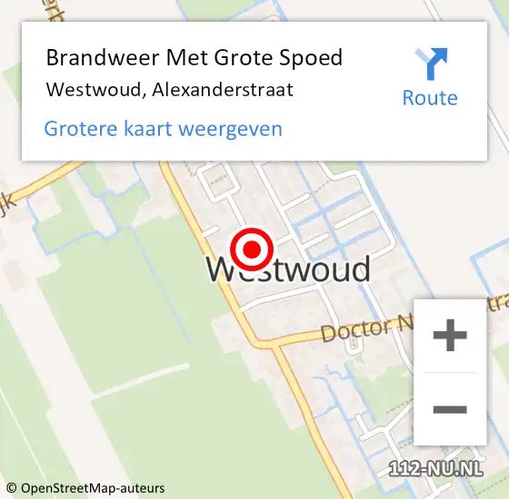 Locatie op kaart van de 112 melding: Brandweer Met Grote Spoed Naar Westwoud, Alexanderstraat op 10 juni 2018 02:45