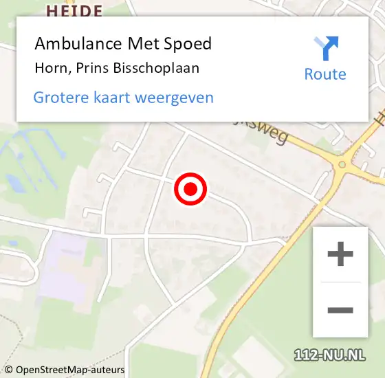 Locatie op kaart van de 112 melding: Ambulance Met Spoed Naar Horn, Prins Bisschoplaan op 10 juni 2018 04:52