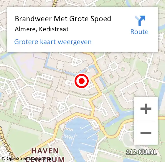 Locatie op kaart van de 112 melding: Brandweer Met Grote Spoed Naar Almere, Kerkstraat op 10 juni 2018 07:38