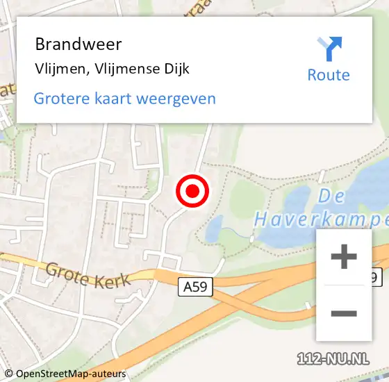 Locatie op kaart van de 112 melding: Brandweer Vlijmen, Vlijmense Dijk op 10 juni 2018 08:00