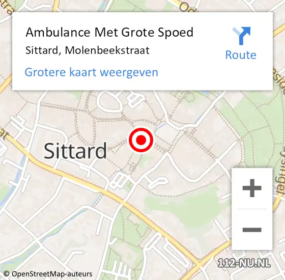 Locatie op kaart van de 112 melding: Ambulance Met Grote Spoed Naar Sittard, Molenbeekstraat op 27 februari 2014 10:50