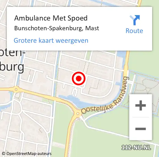 Locatie op kaart van de 112 melding: Ambulance Met Spoed Naar Bunschoten-Spakenburg, Mast op 10 juni 2018 09:42