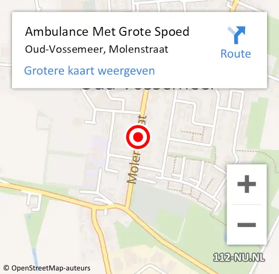 Locatie op kaart van de 112 melding: Ambulance Met Grote Spoed Naar Oud-Vossemeer, Molenstraat op 10 juni 2018 10:17