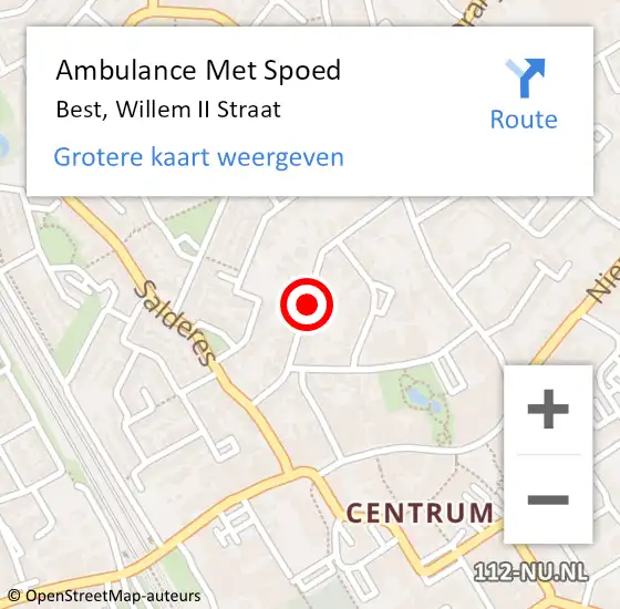 Locatie op kaart van de 112 melding: Ambulance Met Spoed Naar Best, Willem II Straat op 10 juni 2018 10:41